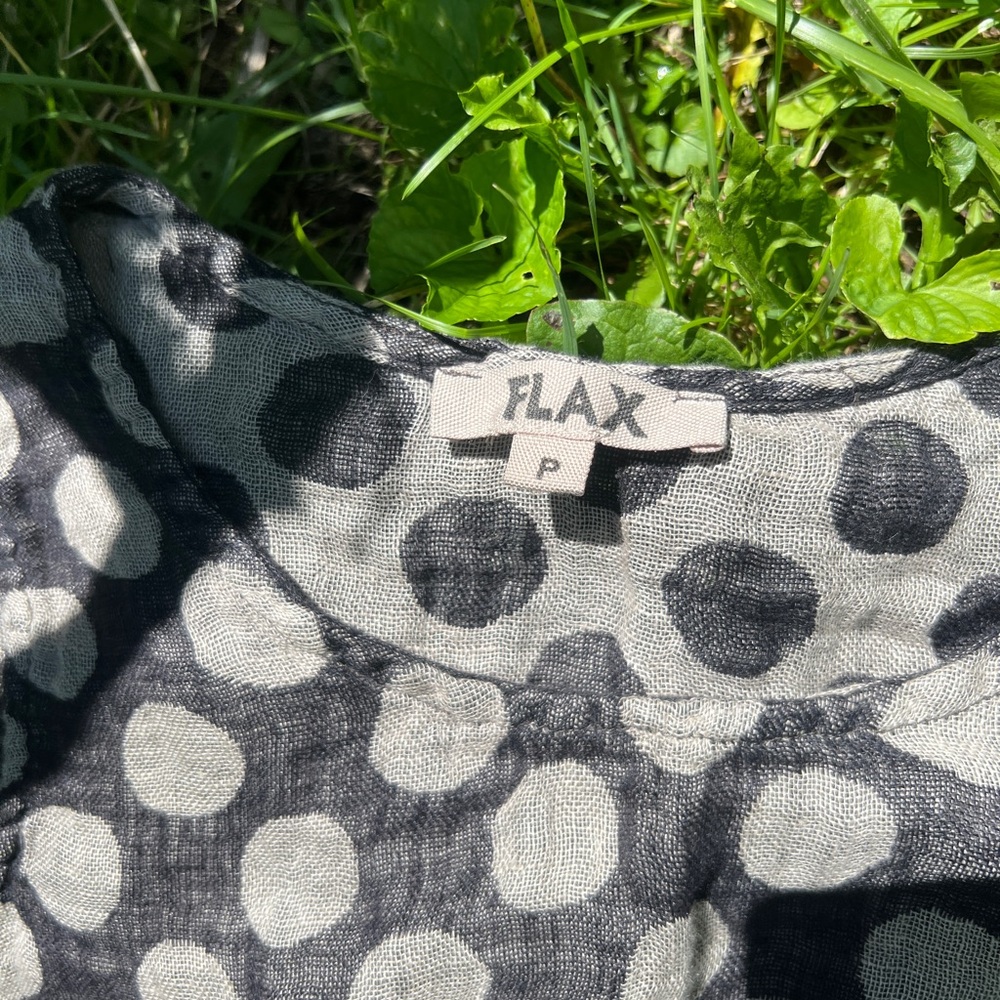 Flax Black and Cream Polka Dot Linen Blouse